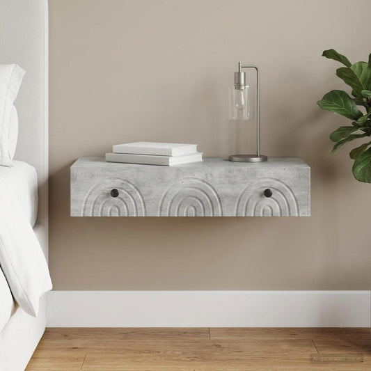 Tavolino da Parete Laterale 87,5 x 34,5 x 17 cm Grigio Cemento