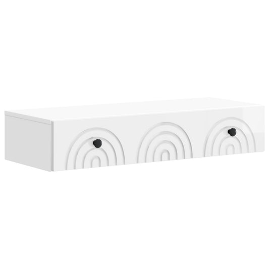Tavolino da Parete Laterale Bianco Lucido 87,5 x 34,5 x 17 cm | homemem39