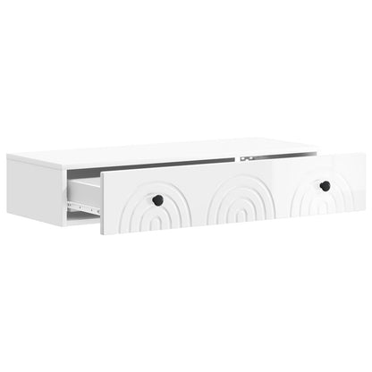 Tavolino da Parete Laterale Bianco Lucido 87,5 x 34,5 x 17 cm | homemem39