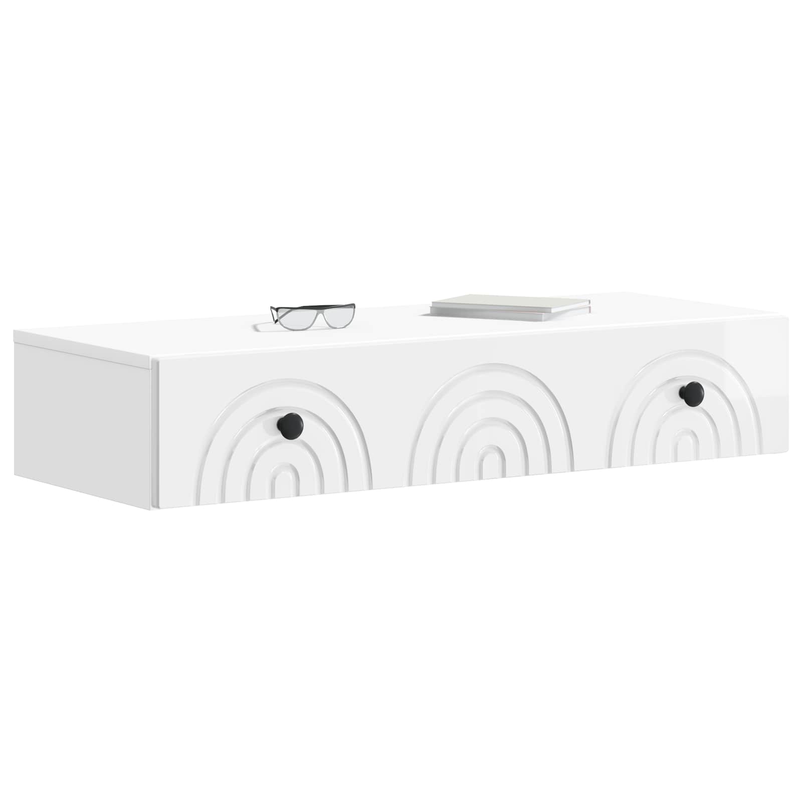 Tavolino da Parete Laterale Bianco Lucido 87,5 x 34,5 x 17 cm | homemem39