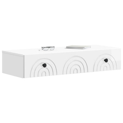 Tavolino da Parete Laterale Bianco Lucido 87,5 x 34,5 x 17 cm