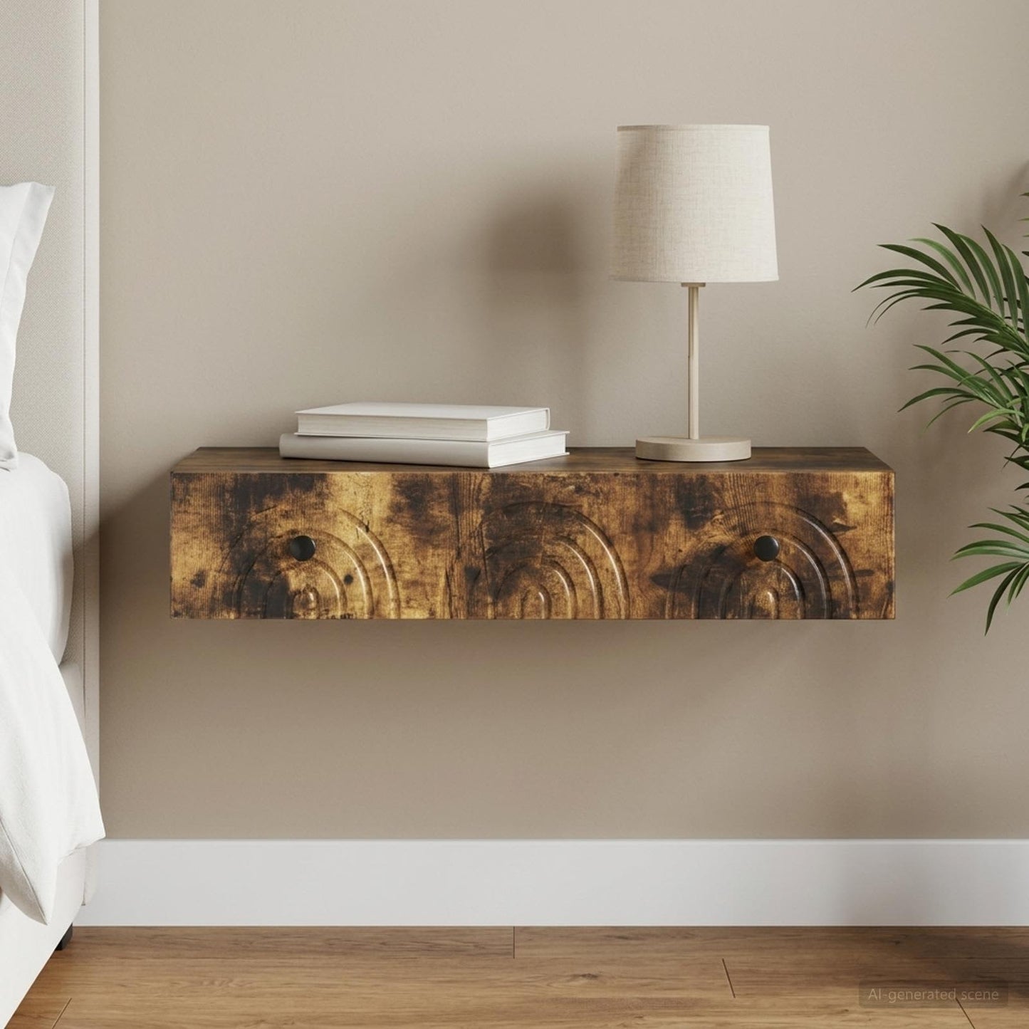 Tavolino da Parete Laterale Rovere Fumo 87,5 x 34,5 x 17 cm