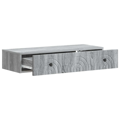 Tavolino da Parete Laterale Grigio Sonoma 87,5 x 34,5 x 17 cm