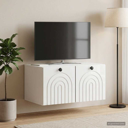 Mobile Porta TV da Muro Bianco Lucido 59,5 x 41 x 30 cm
