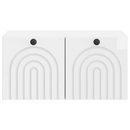 Mobile Porta TV da Muro Bianco Lucido 59,5 x 41 x 30 cm