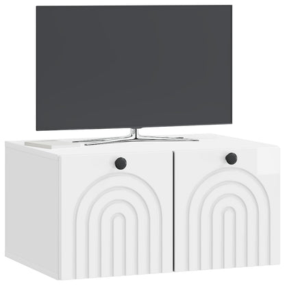 Mobile Porta TV da Muro Bianco Lucido 59,5 x 41 x 30 cm
