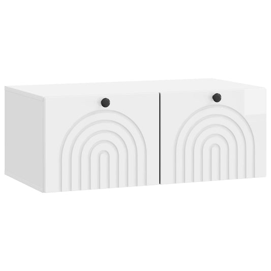 Mobile Porta TV da Muro Bianco Lucido 78,5 x 41 x 30 cm