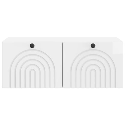 Mobile Porta TV da Muro Bianco Lucido 78,5 x 41 x 30 cm | homemem39