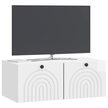 Mobile Porta TV da Muro Bianco Lucido 78,5 x 41 x 30 cm