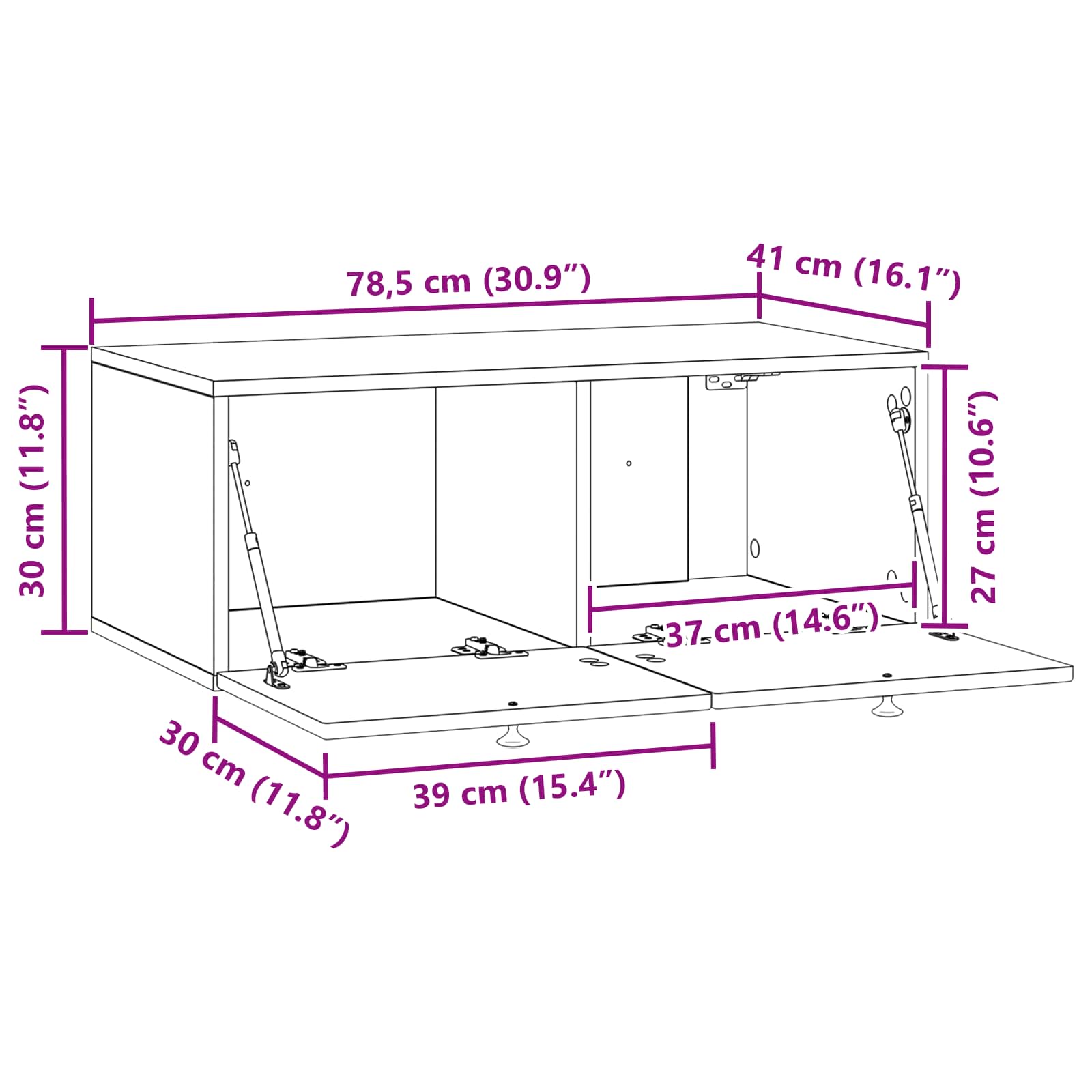 Mobile Porta TV da Muro Legno antico 78,5 x 41 x 30 cm | homemem39