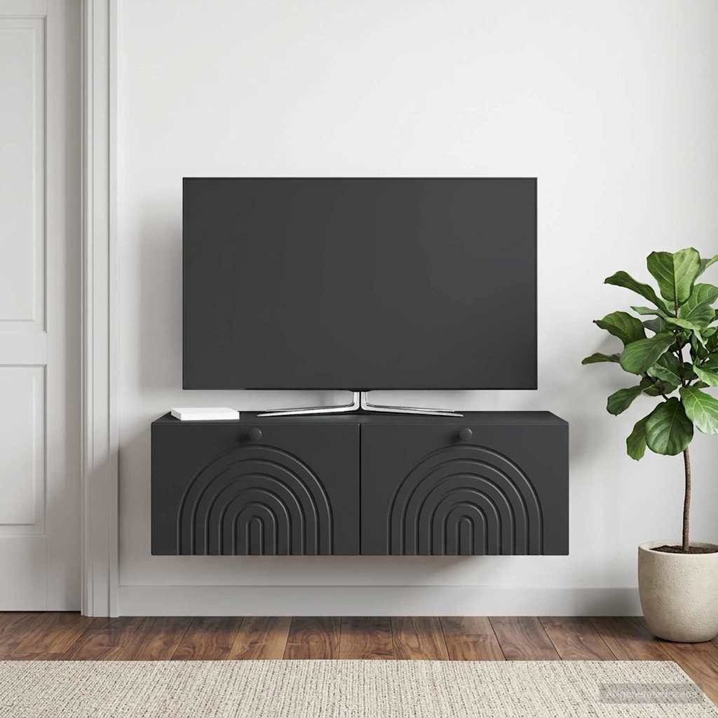 Mobile Porta TV da Muro Montaggio a parete Nero 99 x 41 x 30 cm