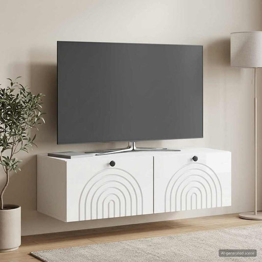 Mobile Porta TV da Muro Bianco Lucido 98 x 41 x 30 cm
