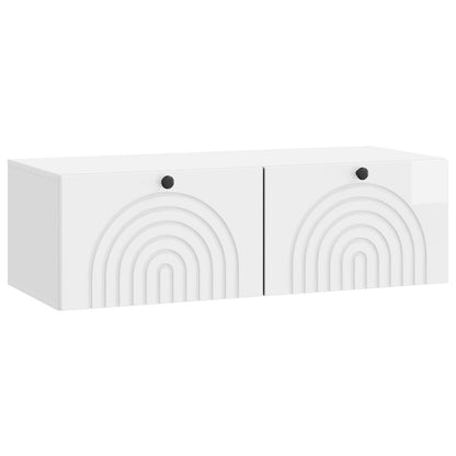 Mobile Porta TV da Muro Bianco Lucido 98 x 41 x 30 cm