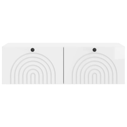 Mobile Porta TV da Muro Bianco Lucido 98 x 41 x 30 cm