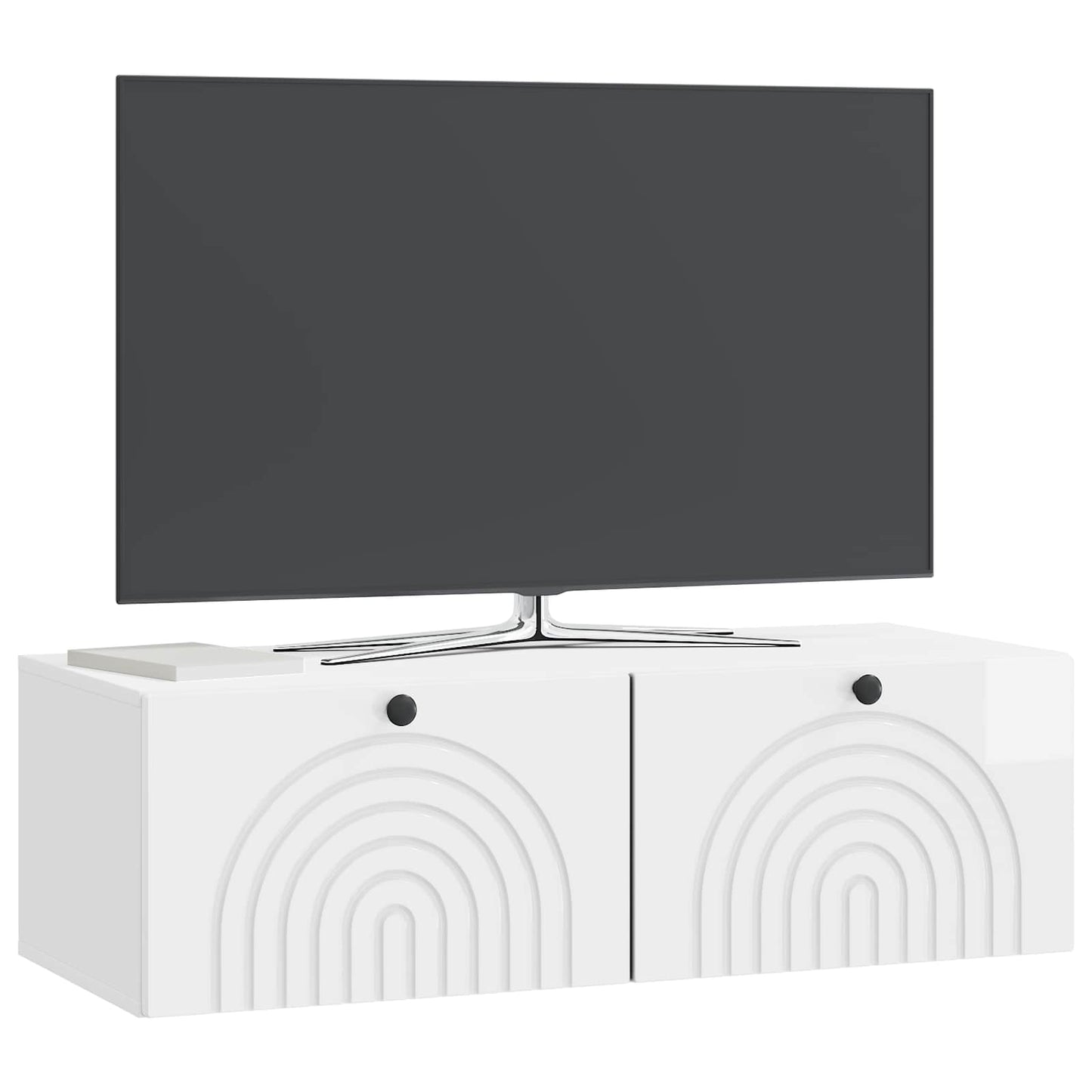 Mobile Porta TV da Muro Bianco Lucido 98 x 41 x 30 cm