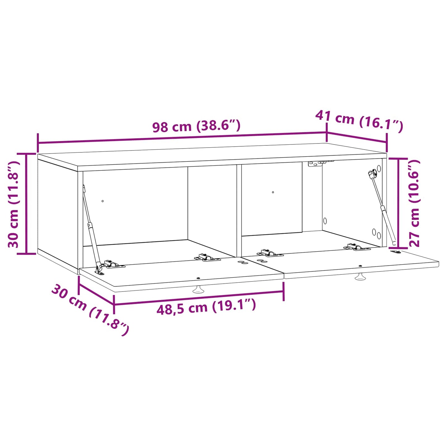 Mobile Porta TV da Muro Rovere Artigianale 99 x 41 x 30 cm | homemem39