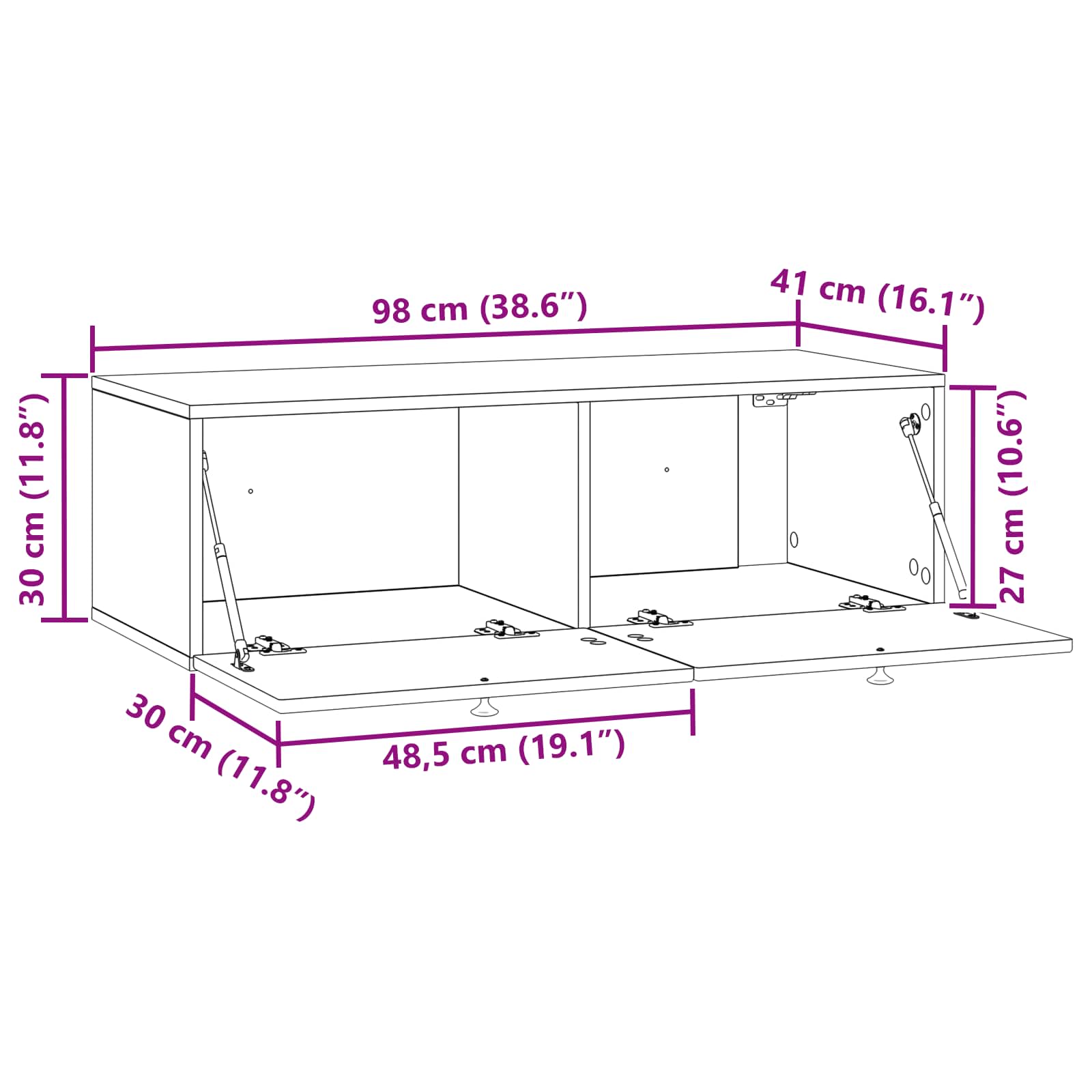 Mobile Porta TV da Muro Rovere Artigianale 99 x 41 x 30 cm | homemem39