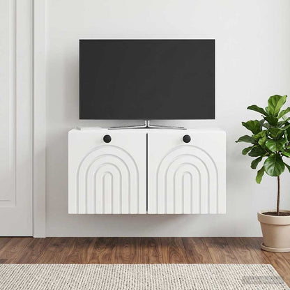 Mobile Porta TV da Muro Bianco Lucido 59,5 x 31 x 30 cm