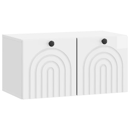 Mobile Porta TV da Muro Bianco Lucido 59,5 x 31 x 30 cm