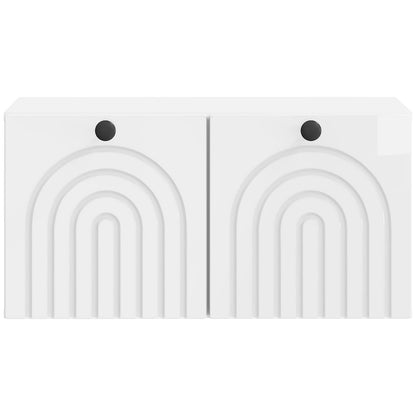 Mobile Porta TV da Muro Bianco Lucido 59,5 x 31 x 30 cm