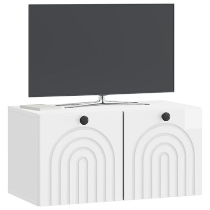 Mobile Porta TV da Muro Bianco Lucido 59,5 x 31 x 30 cm
