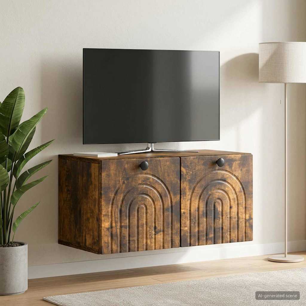 Mobile Porta TV da Muro Rovere Fumo 59,5 x 31 x 30 cm