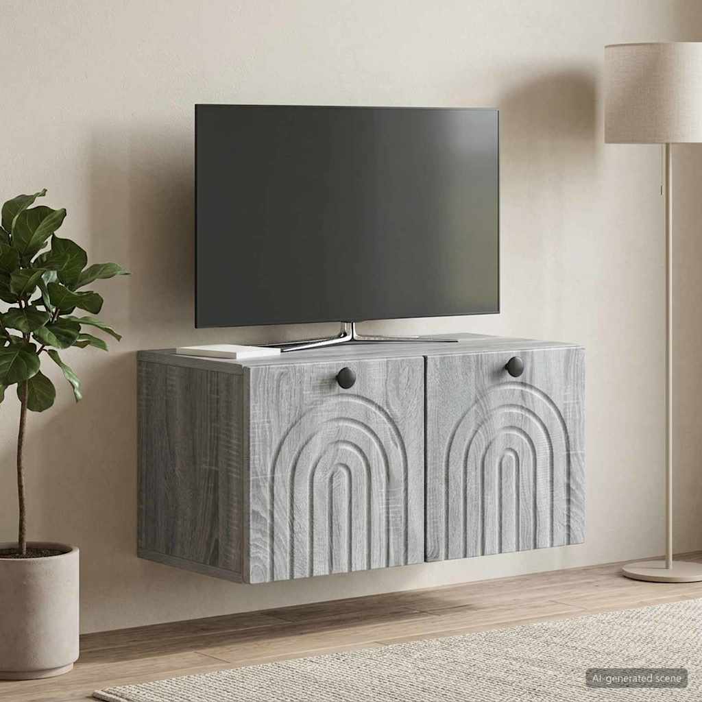 Mobile Porta TV da Muro Grigio Sonoma 59,5 x 31 x 30 cm