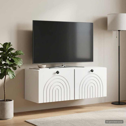 Mobile Porta TV da Muro Bianco Lucido 78,5 x 31 x 30 cm