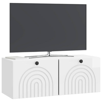Mobile Porta TV da Muro Bianco Lucido 78,5 x 31 x 30 cm