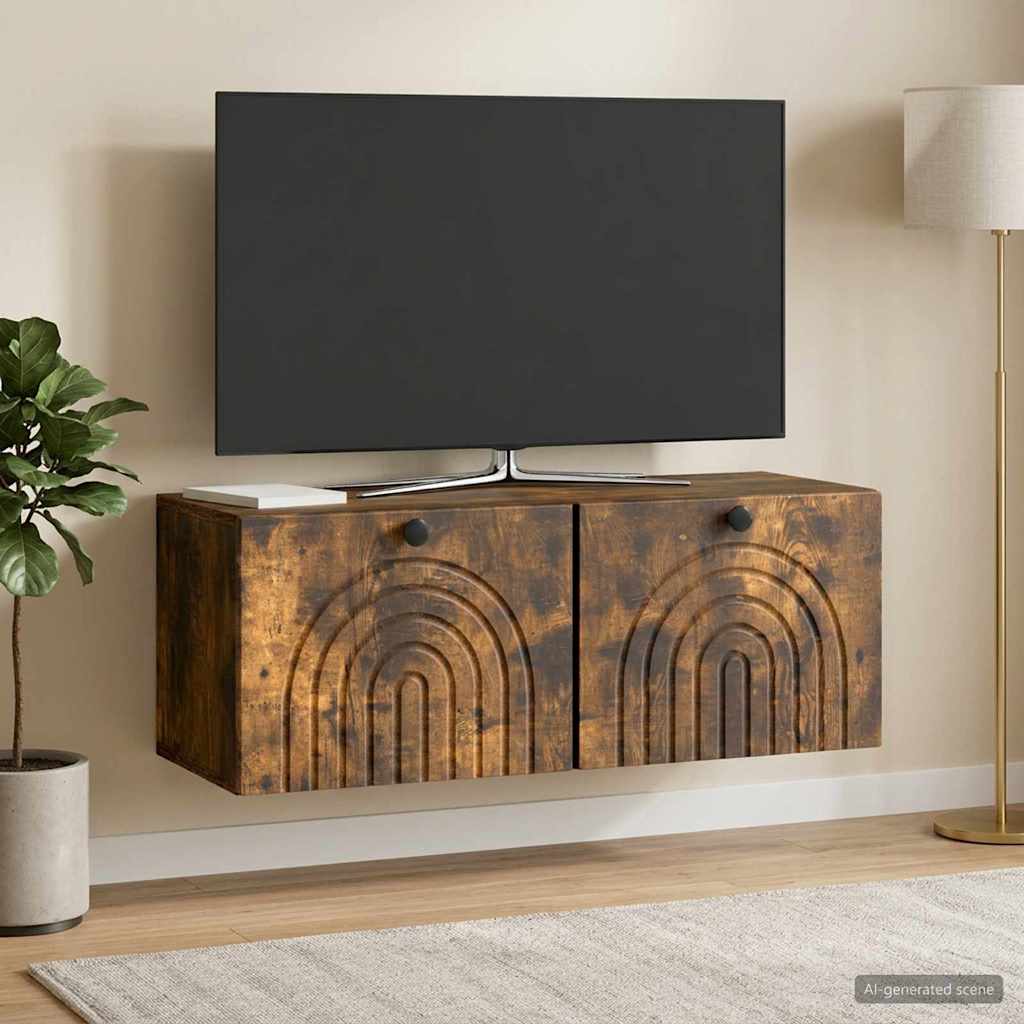 Mobile Porta TV da Muro Rovere Fumo 78,5 x 31 x 30 cm