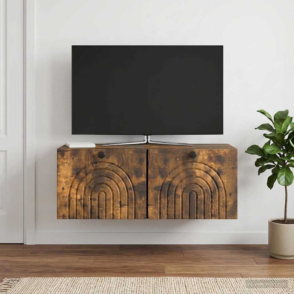 Mobile Porta TV da Muro Rovere Fumo 78,5 x 31 x 30 cm
