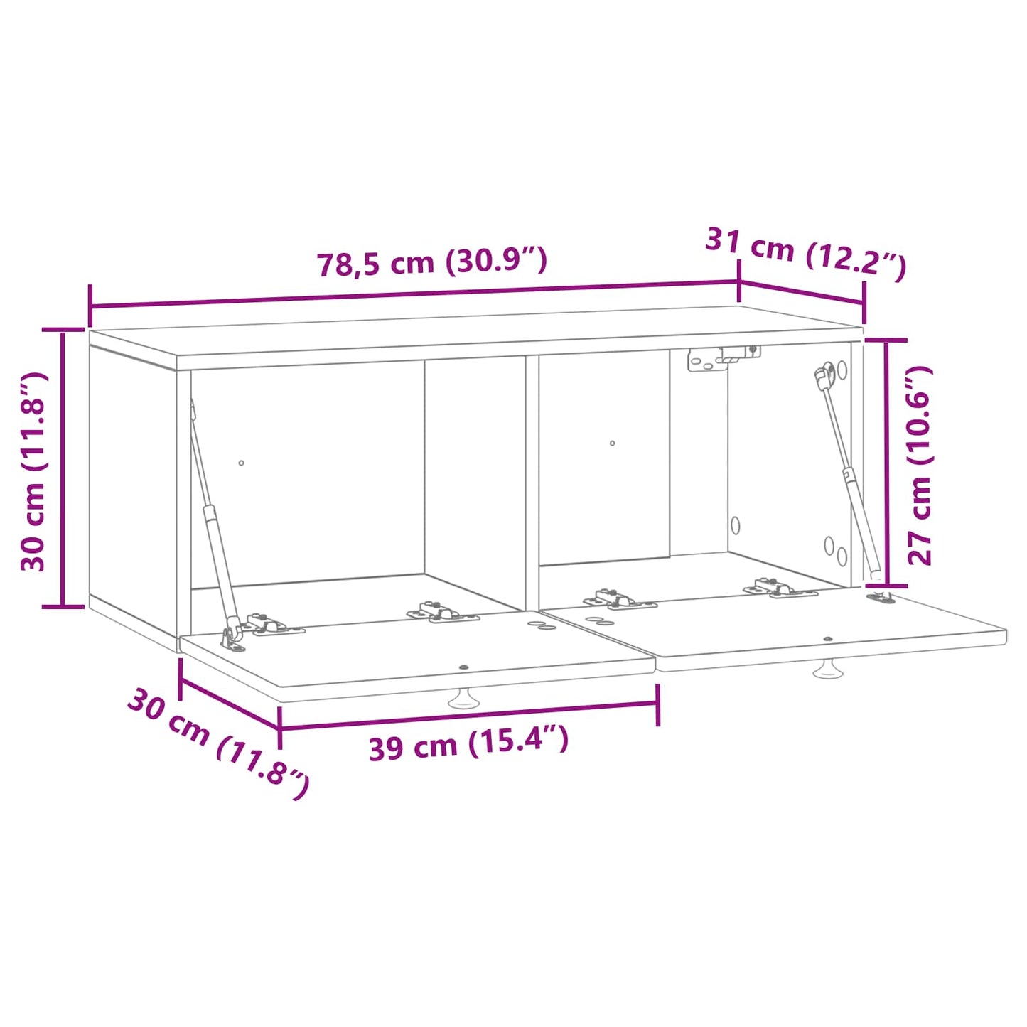 Mobile Porta TV da Muro Grigio Sonoma 78,5 x 31 x 30 cm | homemem39