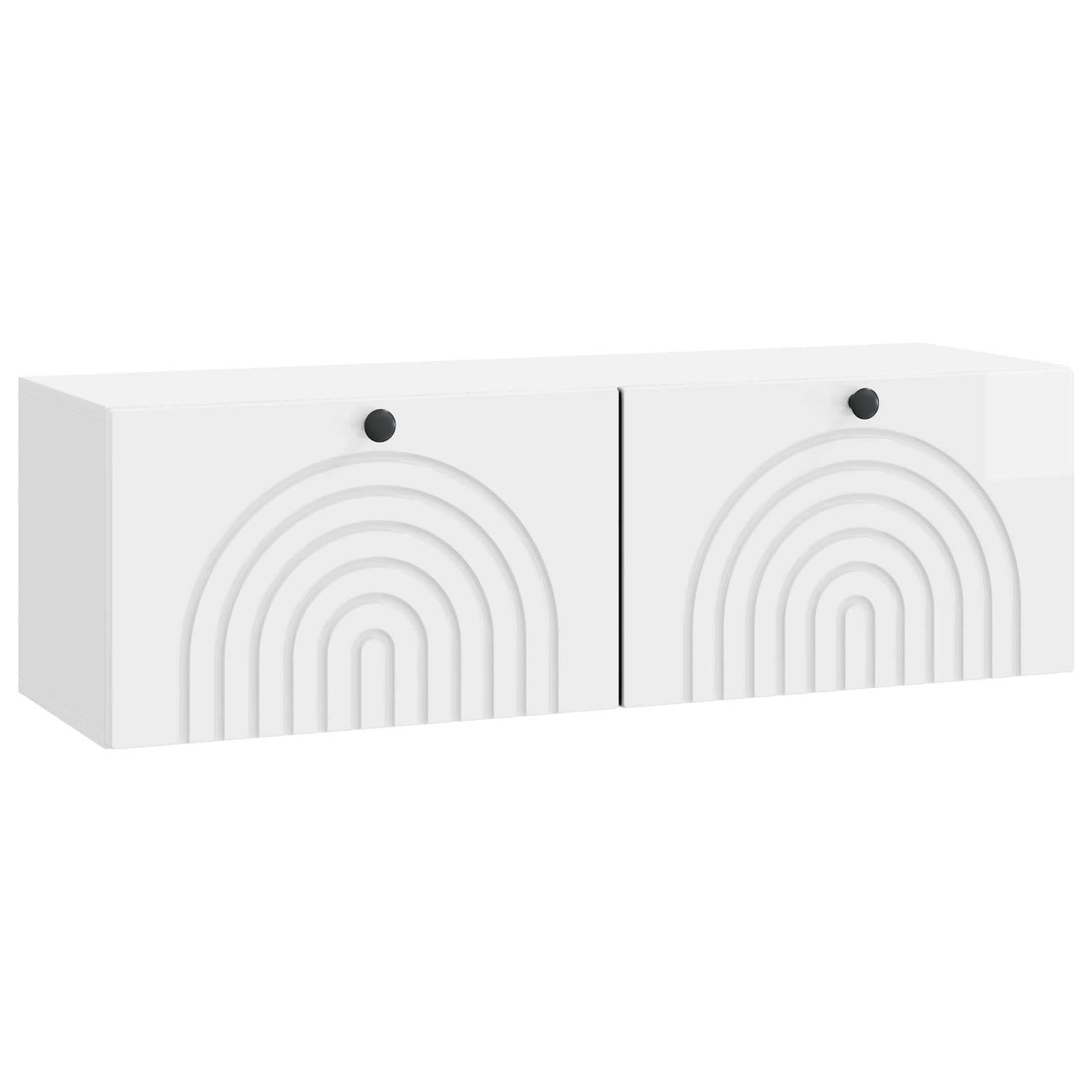 Mobile Porta TV da Muro Bianco Lucido 98 x 31 x 30 cm | homemem39