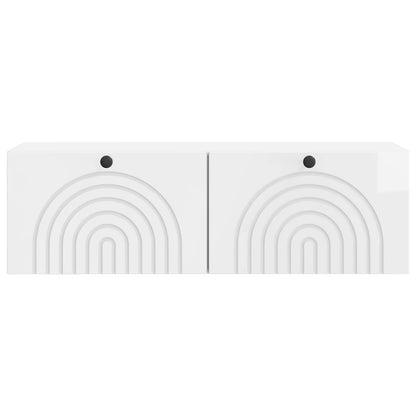 Mobile Porta TV da Muro Bianco Lucido 98 x 31 x 30 cm | homemem39