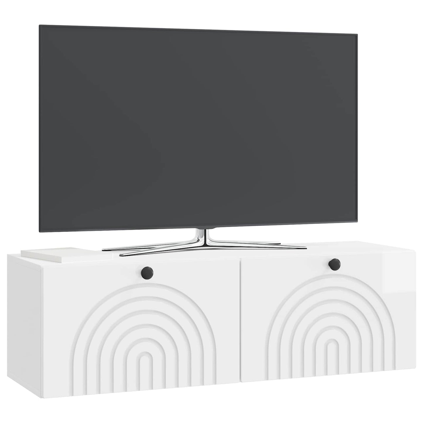 Mobile Porta TV da Muro Bianco Lucido 98 x 31 x 30 cm | homemem39