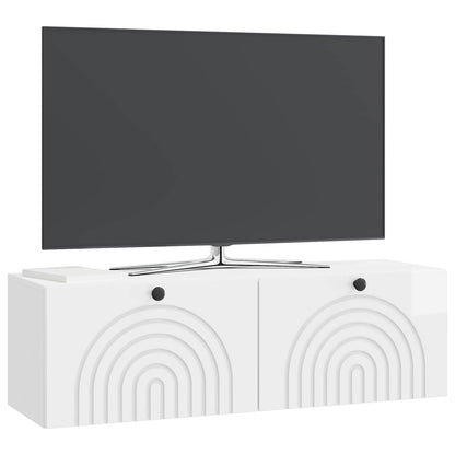Mobile Porta TV da Muro Bianco Lucido 98 x 31 x 30 cm | homemem39