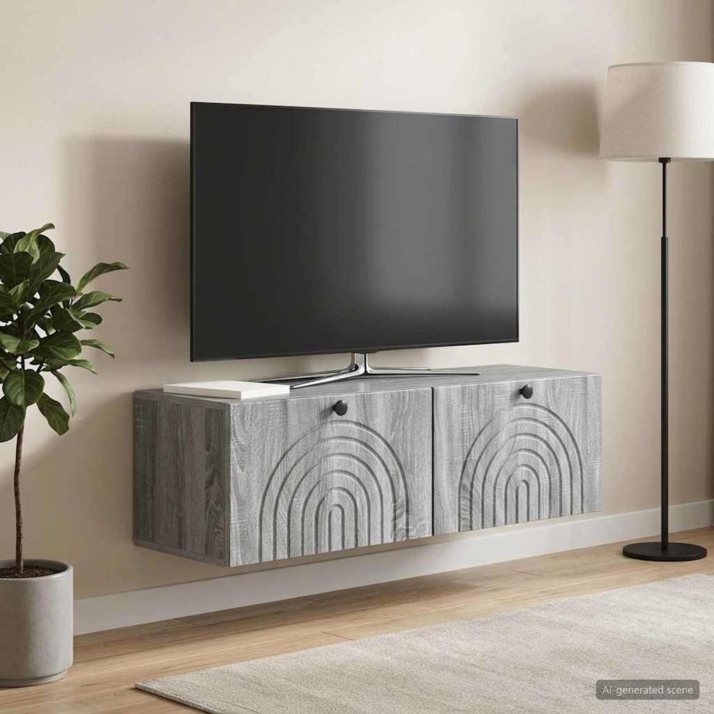 Mobile Porta TV da Muro Grigio Sonoma 98 x 31 x 30 cm