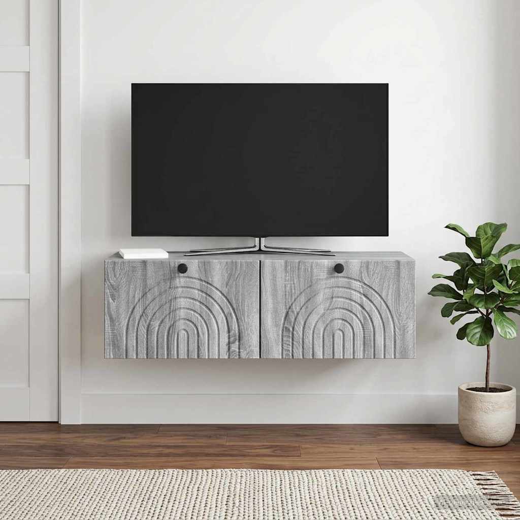 Mobile Porta TV da Muro Grigio Sonoma 98 x 31 x 30 cm