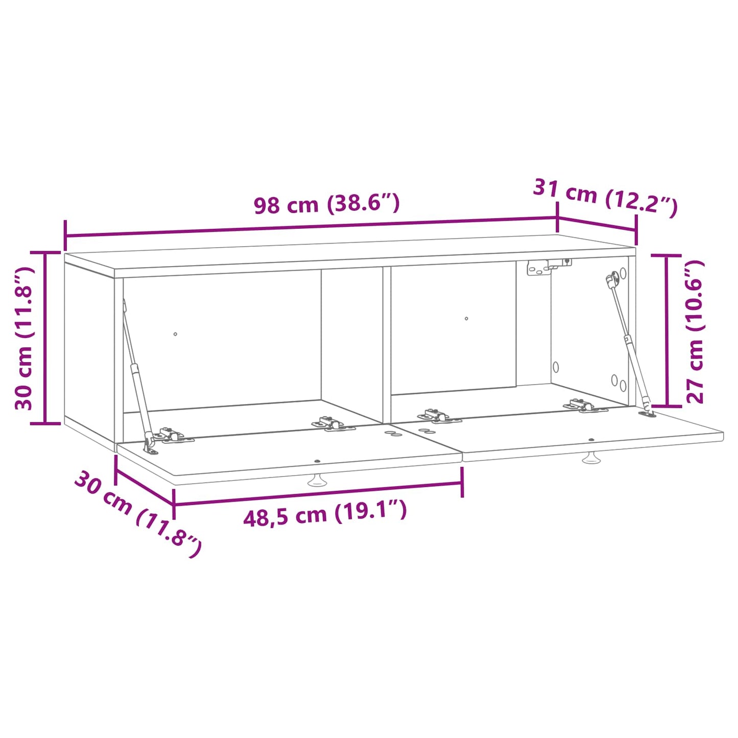 Mobile Porta TV da Muro Rovere Artigianale 98 x 31 x 30 cm | homemem39