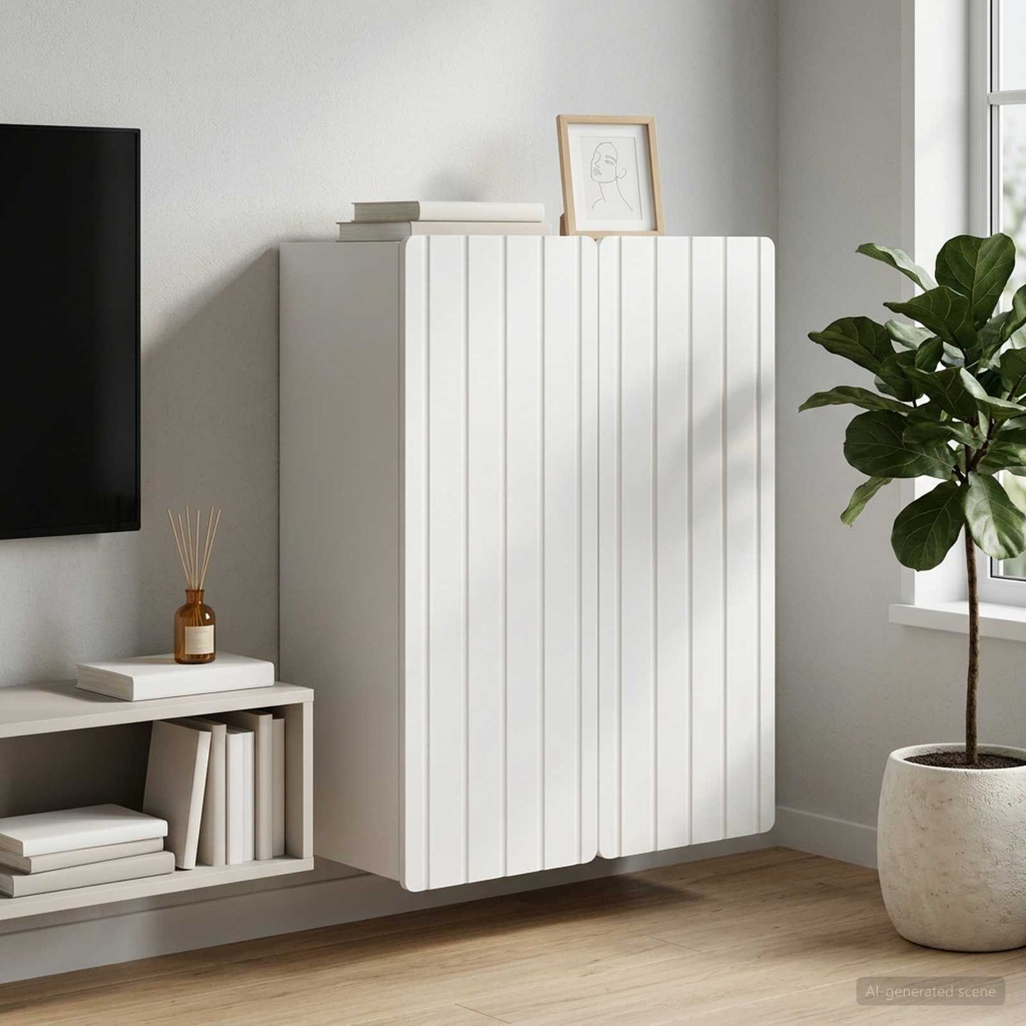 Mobiletto a muro Bianco 66 x 34,5 x 92 cm Legno ingegnerizzato