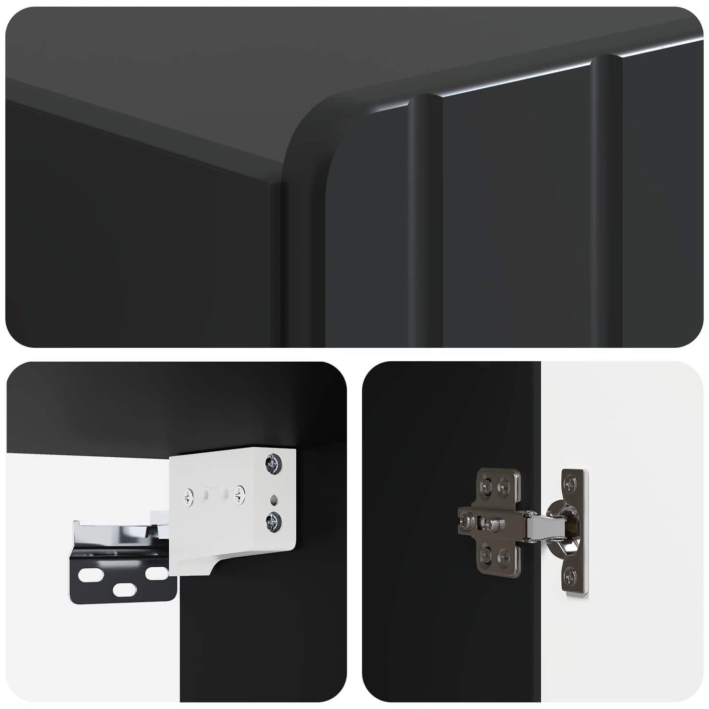 Mobiletto a muro Nero 66 x 34,5 x 92 cm Legno ingegnerizzato | homemem39