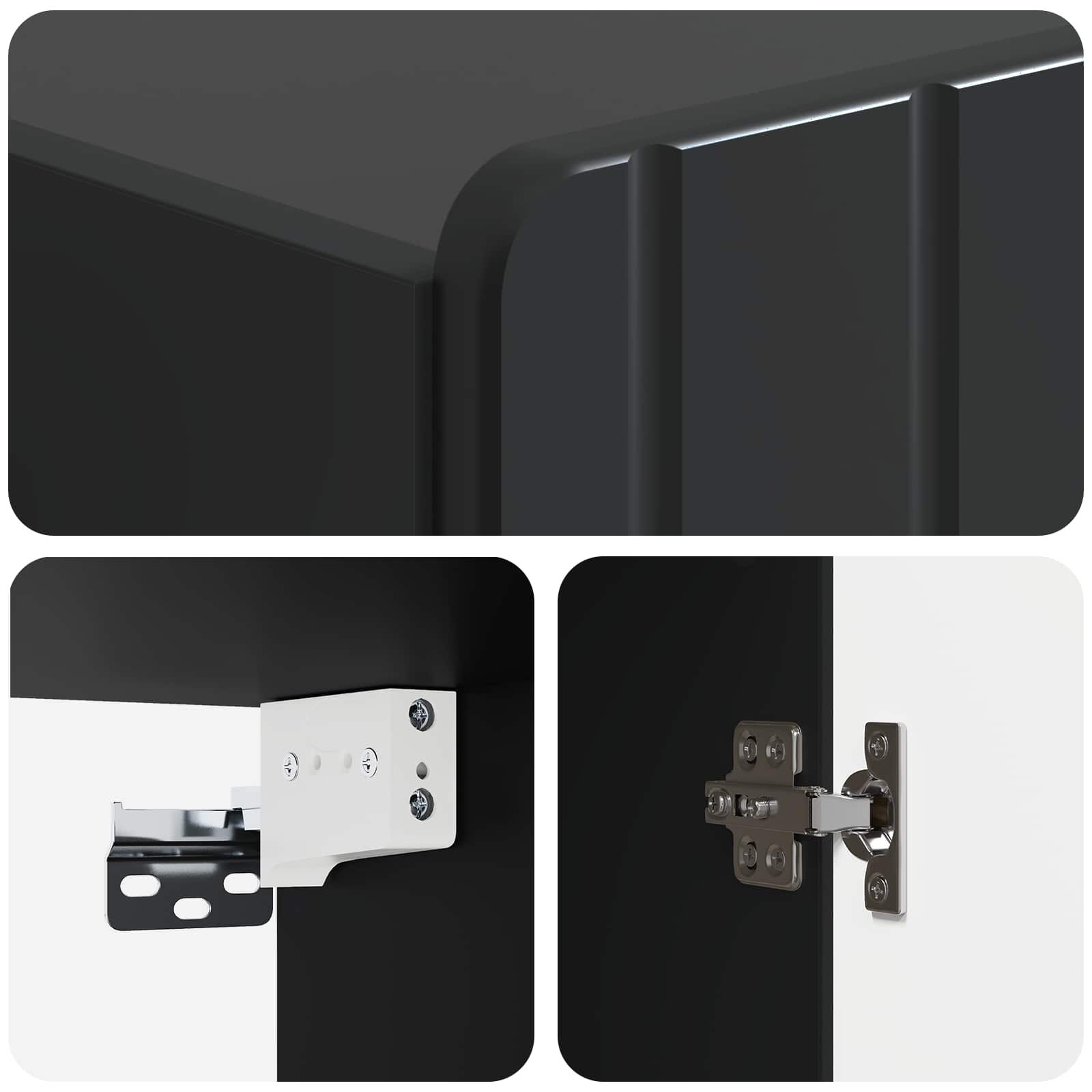 Mobiletto a muro Nero 66 x 34,5 x 92 cm Legno ingegnerizzato | homemem39
