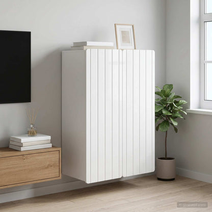 Mobiletto a muro Bianco Lucido 66 x 34,5 x 92 cm