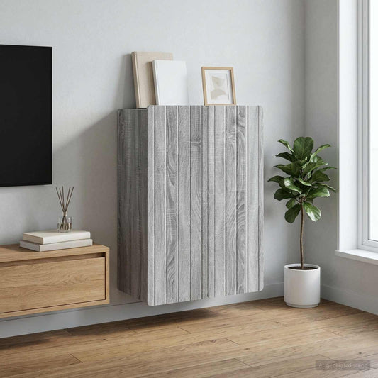 Mobiletto a muro Sonoma grigio 66 x 34,5 x 92 cm