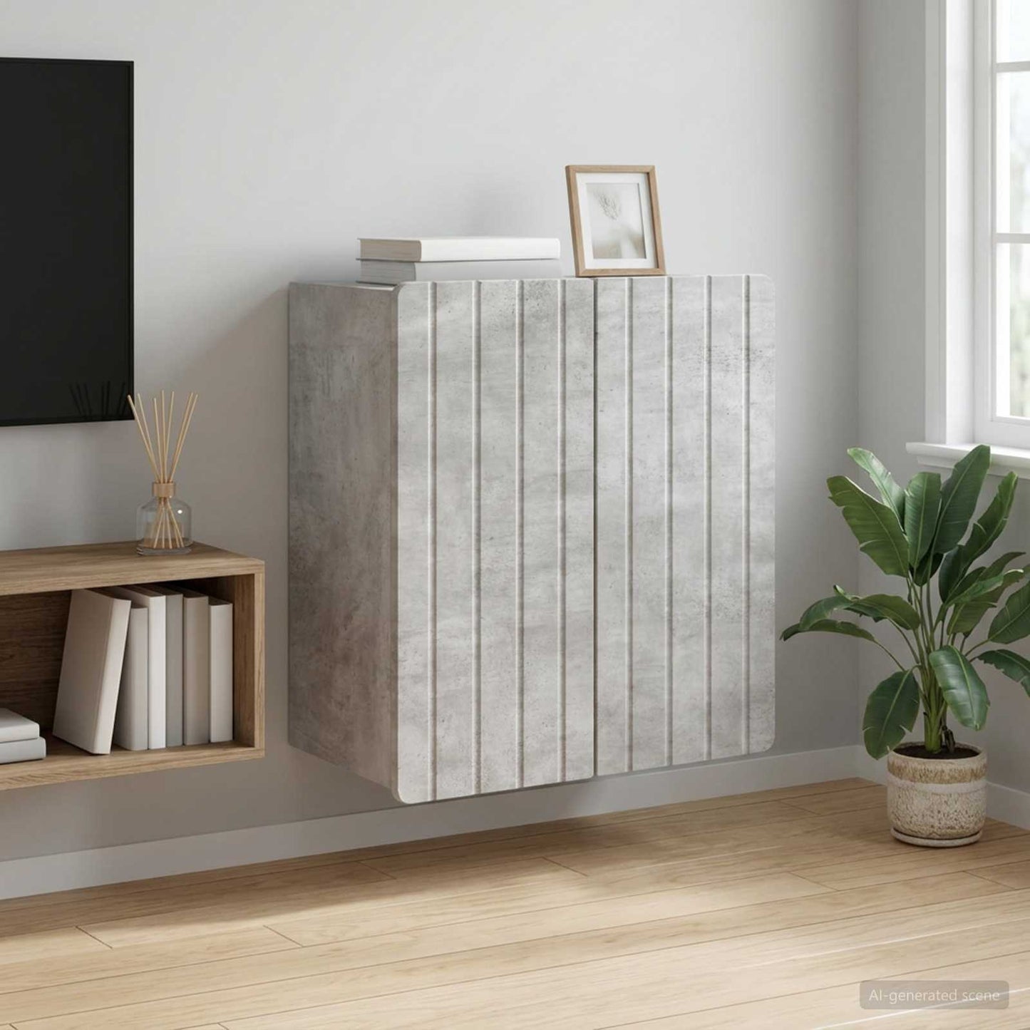 Mobiletto a muro Grigio Cemento 59 x 31 x 64 cm