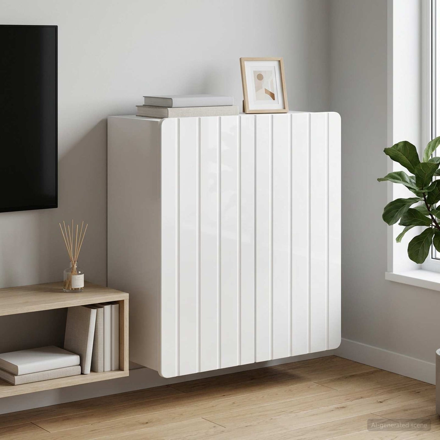 Mobiletto a muro Bianco Lucido 59 x 31 x 64 cm