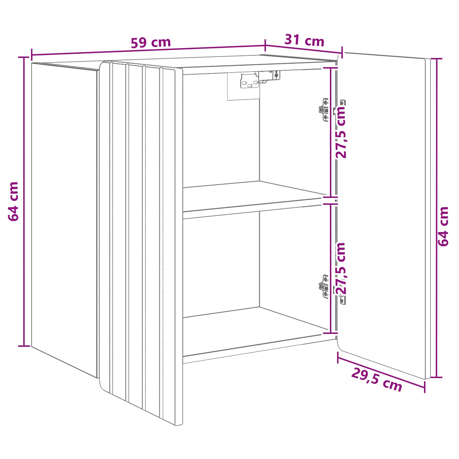 Mobiletto a muro Bianco Lucido 59 x 31 x 64 cm | homemem39
