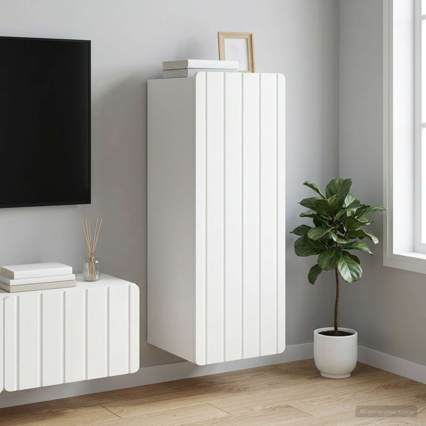 Mobiletto a muro Bianco 33 x 34,5 x 94 cm Legno ingegnerizzato