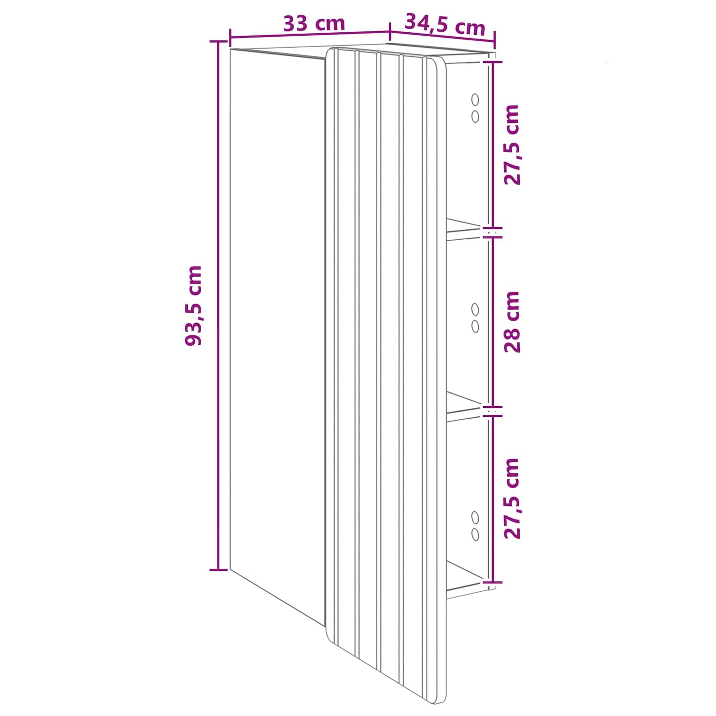 Mobiletto a muro Bianco Lucido 33 x 34,5 x 94 cm | homemem39