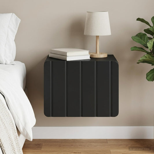 Mobiletto da notte a muro con cassetto Nero 33 x 34,5 x 24 cm